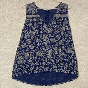 Lucky Brand Womens Sleeveless V-Neck Floral Print Lightweight Top Blouse Size XS